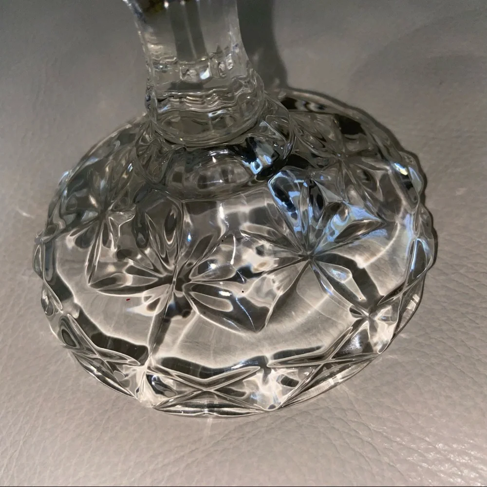 Vintage Crystal Pressed Glass Candlestick Holder